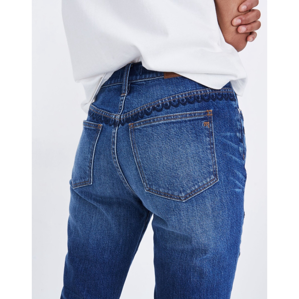 Madewell The High Rise Slim Boyjean 25 Floral Embroidery Beaded Edition Jeans - Picture 4 of 12